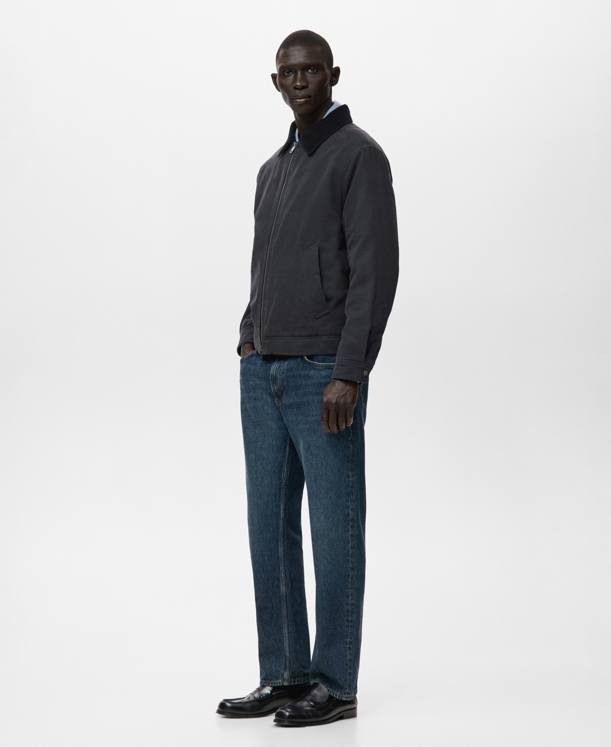 Mango Men's Corduroy Collar Quilted Jacket