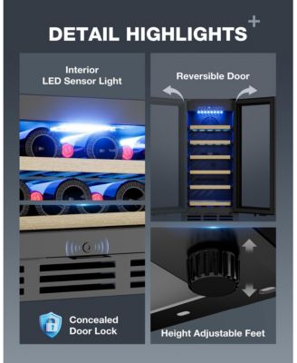 15-in 28Bottles Built-in/Freestanding Indoor Beverage Refrigerator in Black with Glass Door