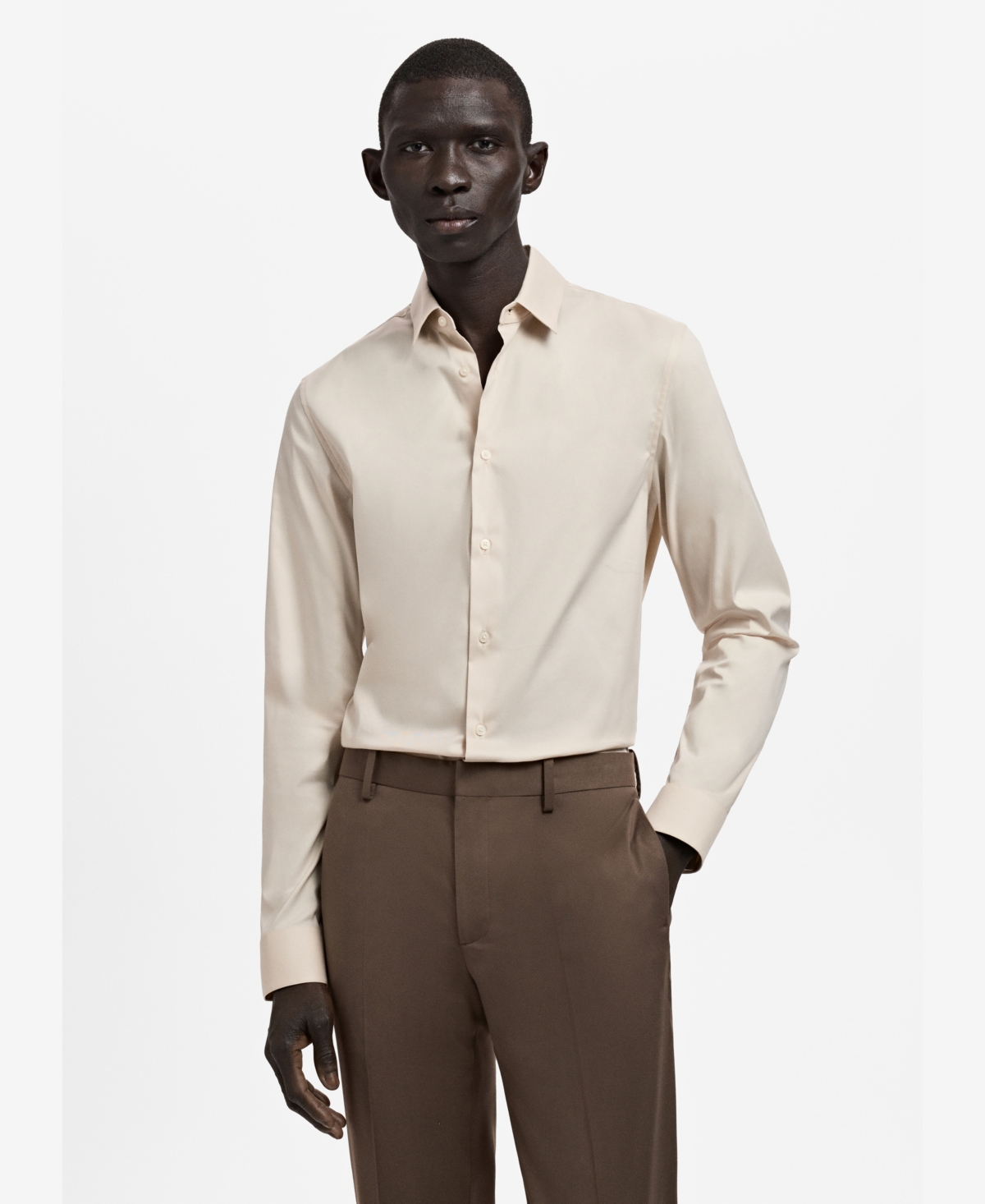 Mango Men's Slim Fit Cotton Dress Shirt