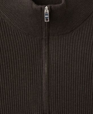 Men's Zip Neck Ribbed Sweater