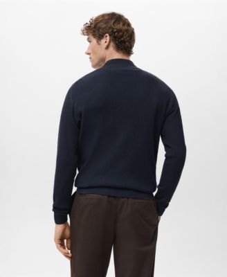 Men's Zip Neck Ribbed Sweater