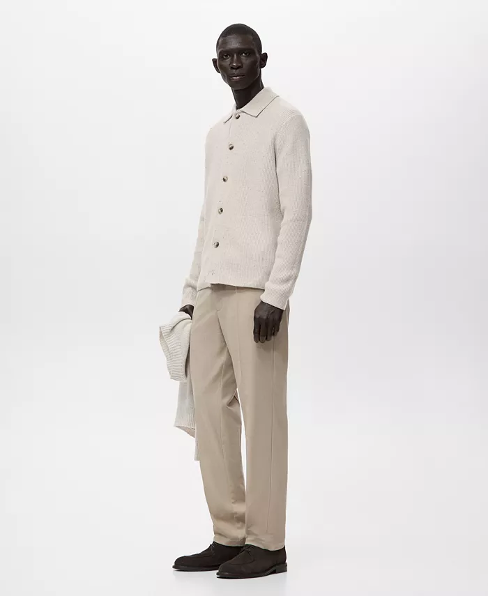 Men's Ribbed Knit Cardigan Sweater - thumbnail 4