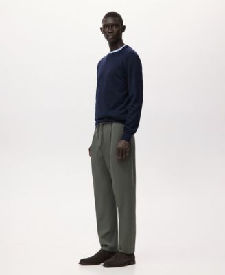 Men's Regular Fit Cord Pleated Pants