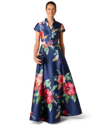 Women's V-Neck Floral Ball Gown