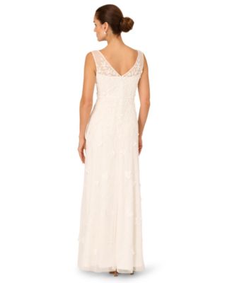 Women's V-Neck Beaded Sleeveless Gown