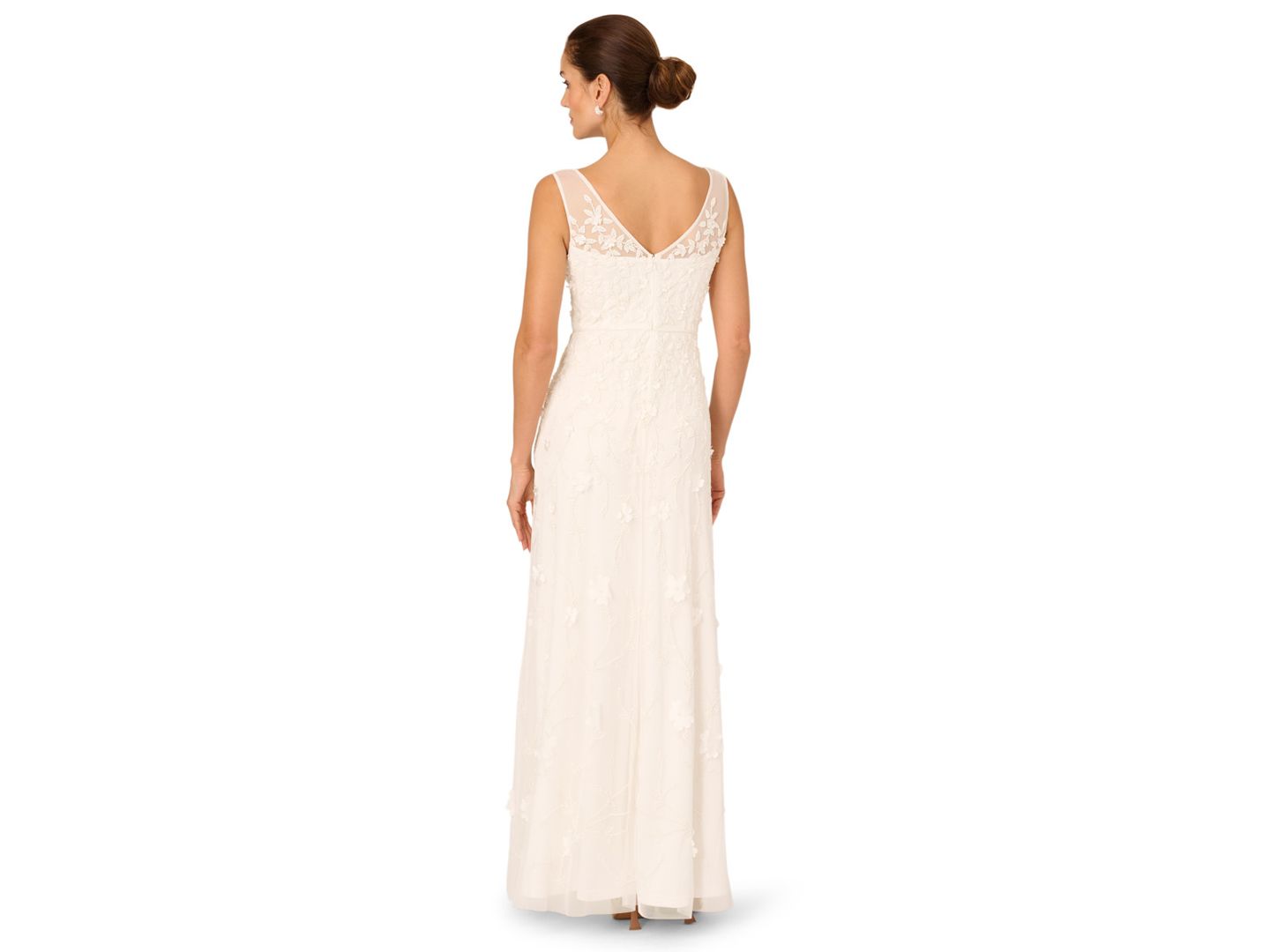 Женские платья Adrianna Papell V-Neck Beaded Sleeveless Gown, цвет: Слоновая кость — фото 3