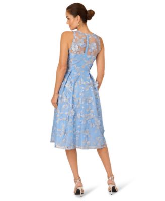 Women's Halter Neck Embroidered Midi Dress