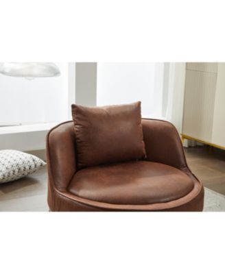 Swivel Faux Leather Barrel Chair, Single Accent Chair for Home/Office