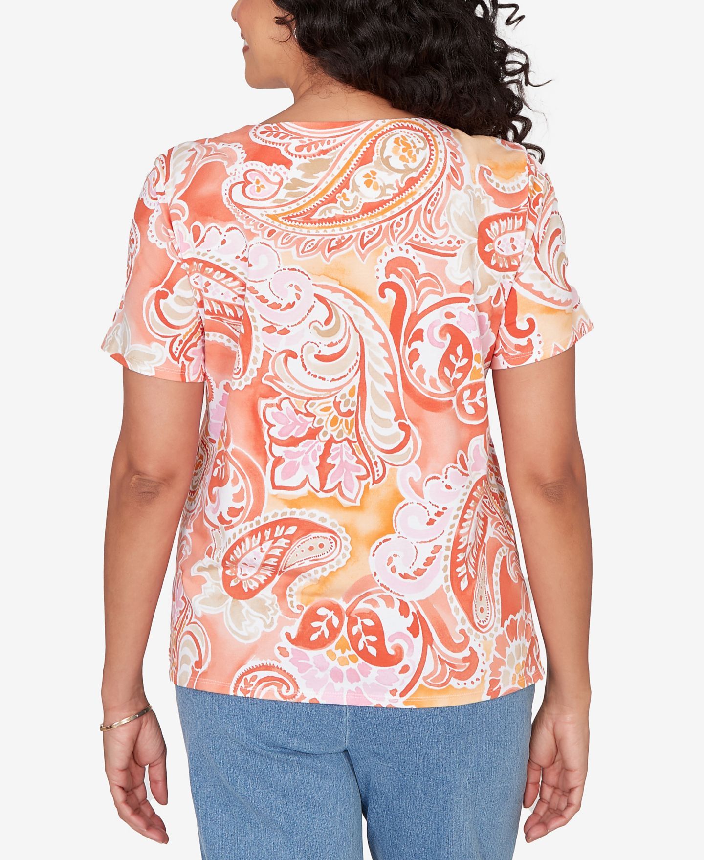 Женский топ Alfred Dunner Petite Paisley Beaded Neck Pleated, цвет: Яркий — фото 5