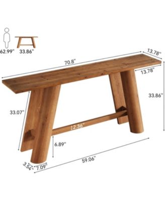 Solid Wood Console Table, 70.9-Inch Narrow Long Sofa Table Behind Couch, Farmhouse Wooden Entryway Furniture, Rustic Brown