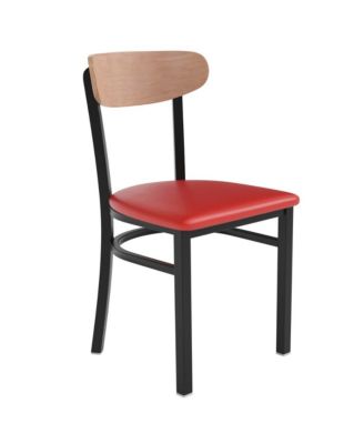 Yara Industrial Dining Chair with Rolled Steel Frame and Solid Wood Seat - 500 lbs. Static Weight Capacity