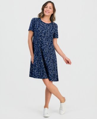 Petite Printed Short-Sleeve T-Shirt Dress