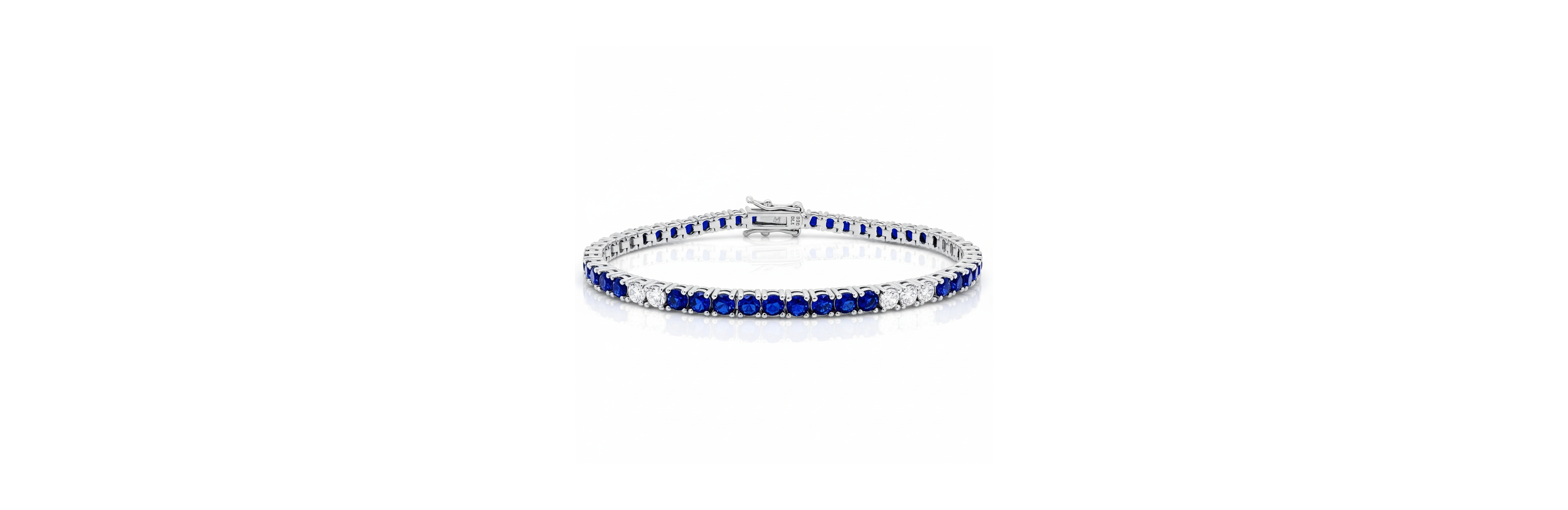 "Etoielle Silver Tennis Bracelet with Created Sapphires & Cz, 7-Inch"
