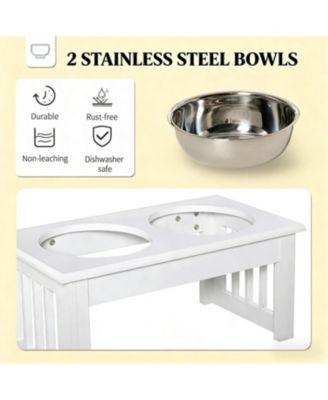 17.3 in. Dog Bowls Pet Food Bowl Stand in White