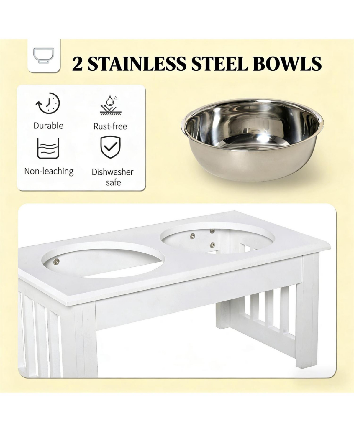 Aostirmotor 17.3 in. Dog Bowls Pet Food Bowl Stand in White