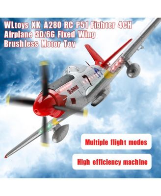 2.4G 4-Channel P51 RC Plane with Brushless Motor, 6G/3D Flight Modes, 6-Axis Gyro & LED Light