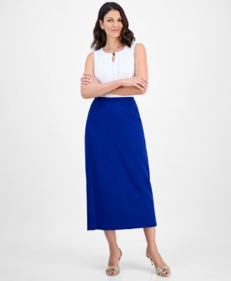 Women's Stretch Crepe Column Midi Skirt