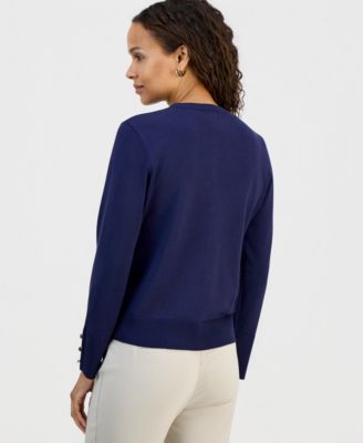 Petite Solid Cropped Cardigan