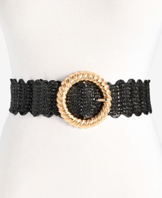Twisted Buckle Stretch Straw Belt