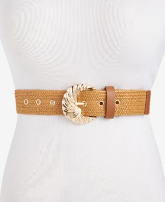 Curvy Wave Buckle Stretch Straw Belt