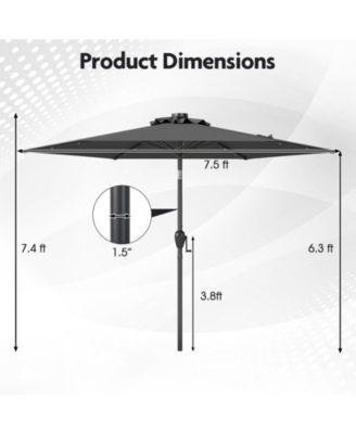 Solar Patio Umbrella with LED Lights and Crank Handle