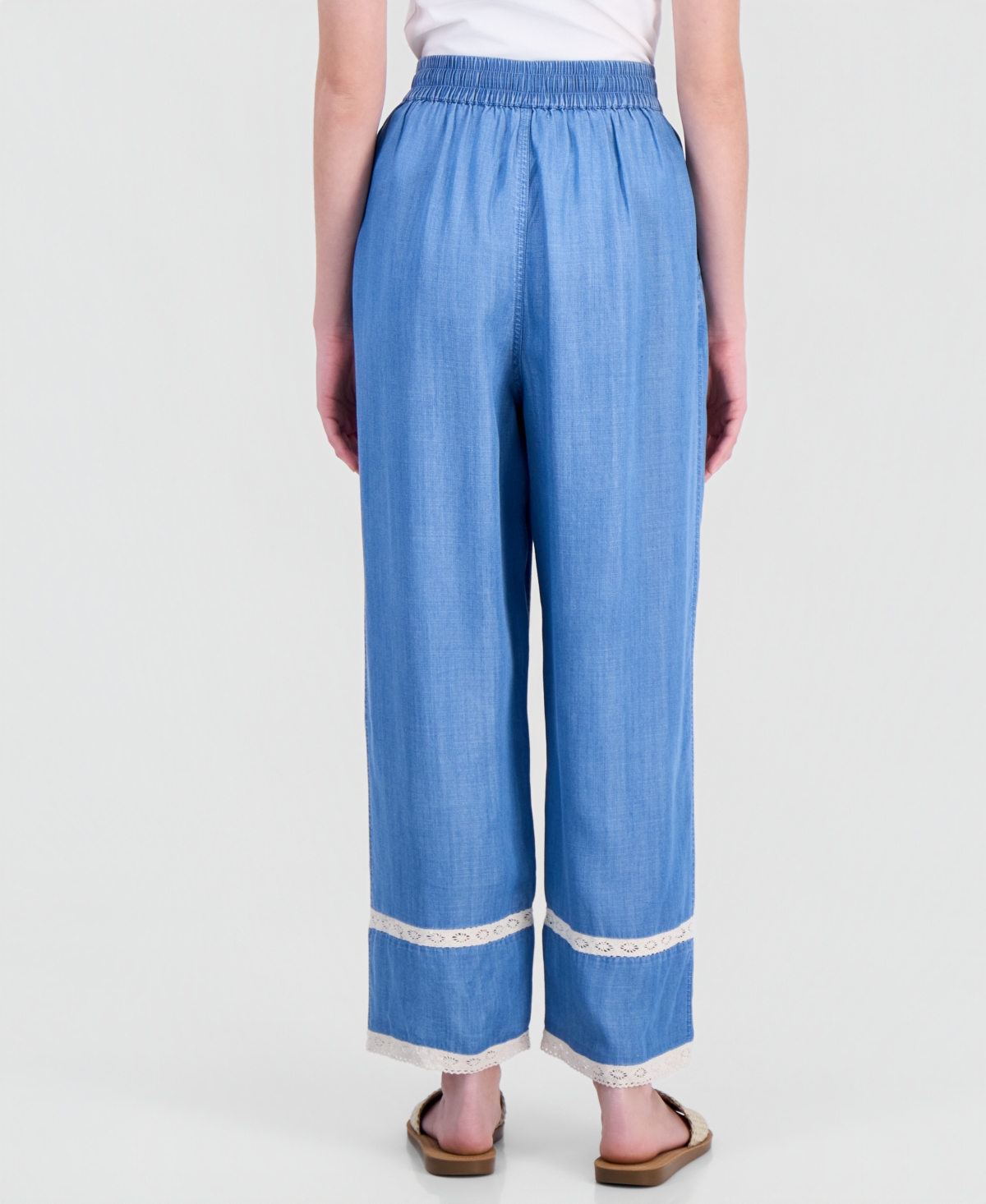 And Now This Petite Crochet-Inset Chambray Drawstring Pants, Macy's Exclusive