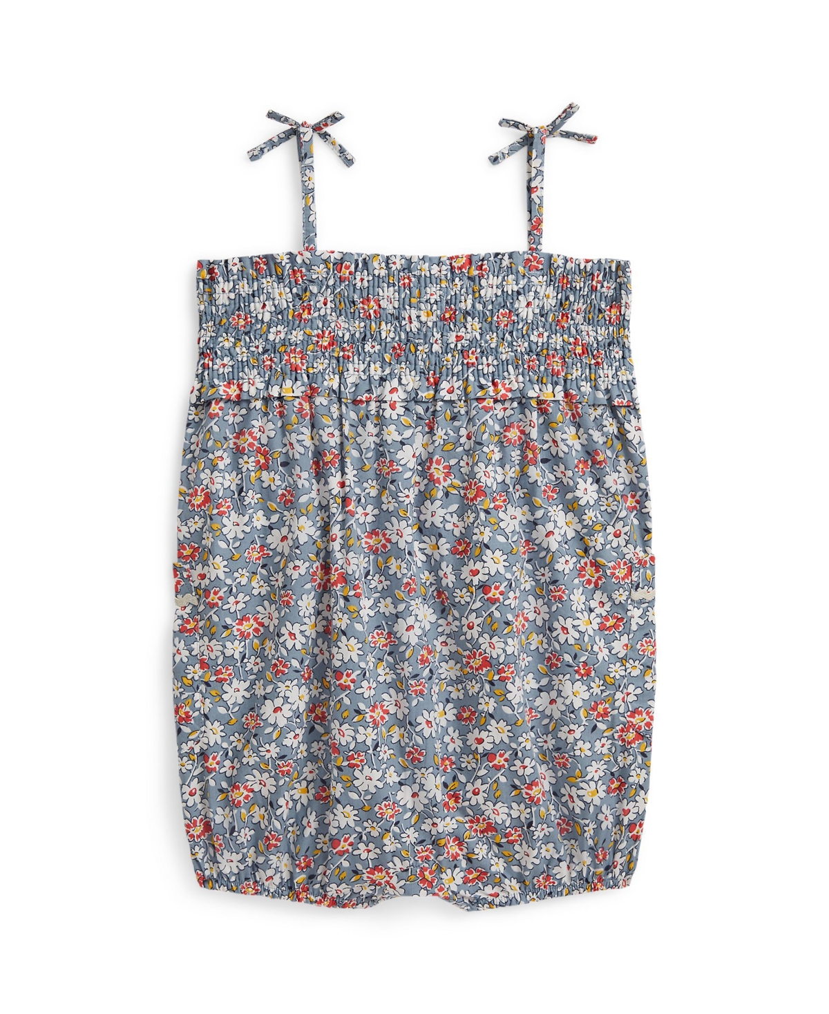 Polo Ralph Lauren Baby Girls' Floral Smocked Straight Neck Bubble Shortall