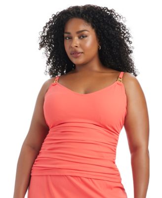 Plus Size Pique Ole Scoop Neck Tankini Swim Top