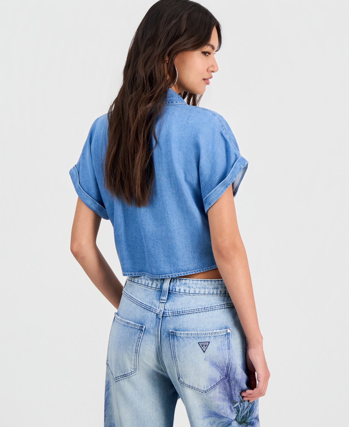 Guess Women's Ambra Tie-Front Short-Sleeve Shirt