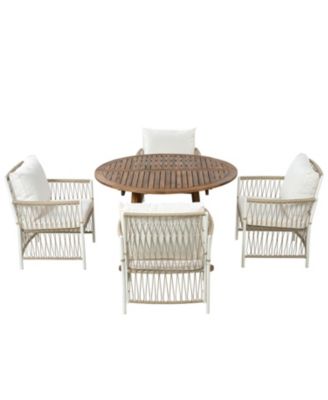 5-Piece Extendable Wooden Patio Dining Set