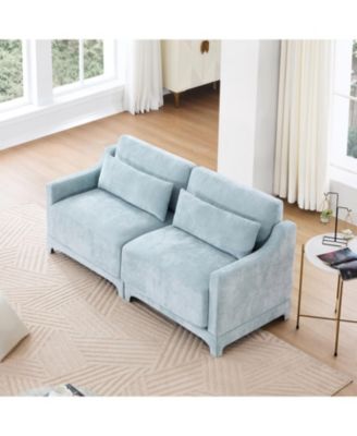 Chenille 2-Seater Sofa - Sky Blue