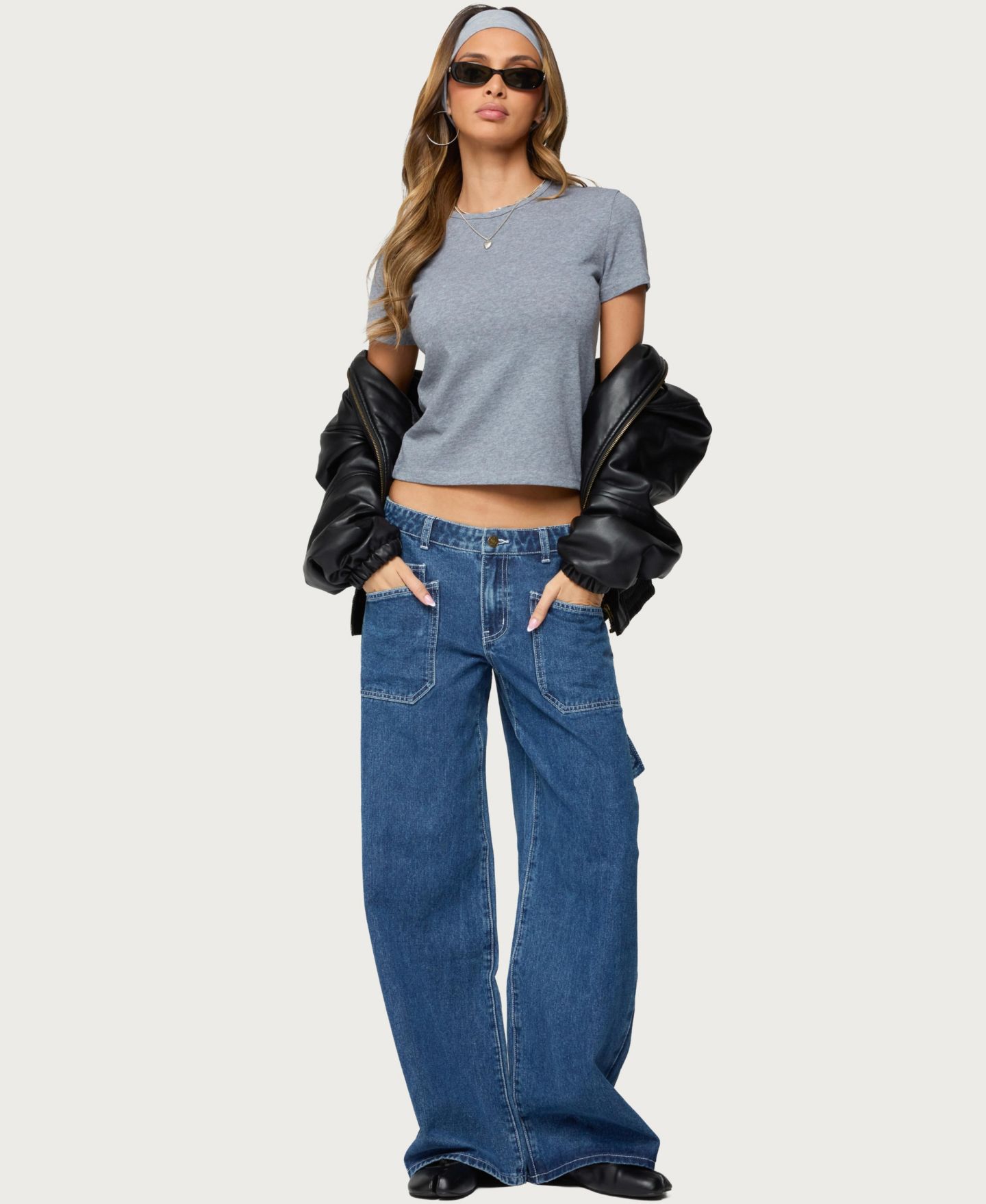 Женские джинсы Edikted Connie Low Rise Baggy Carpenter, цвет: Синий — фото 5