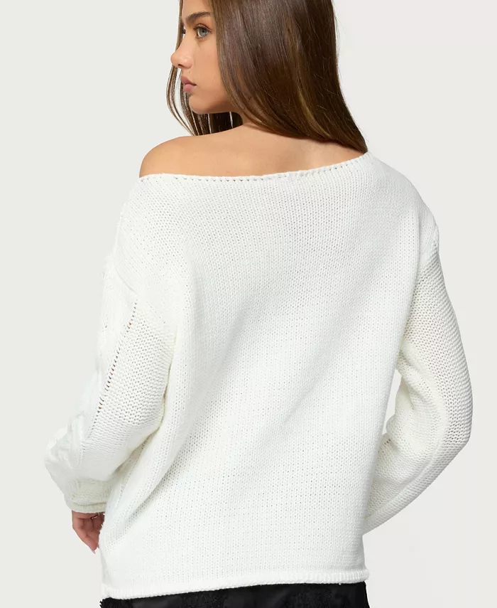 Women's Nellie Off Shoulder Cable Knit Sweater - thumbnail 7