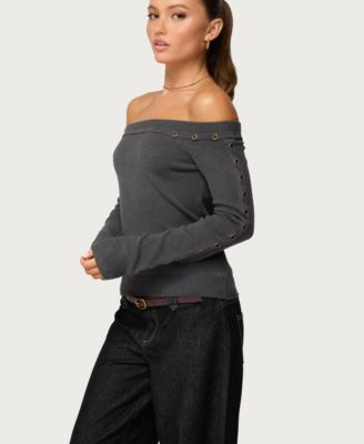 Women's Morgen Grommet Off Shoulder Knit Top