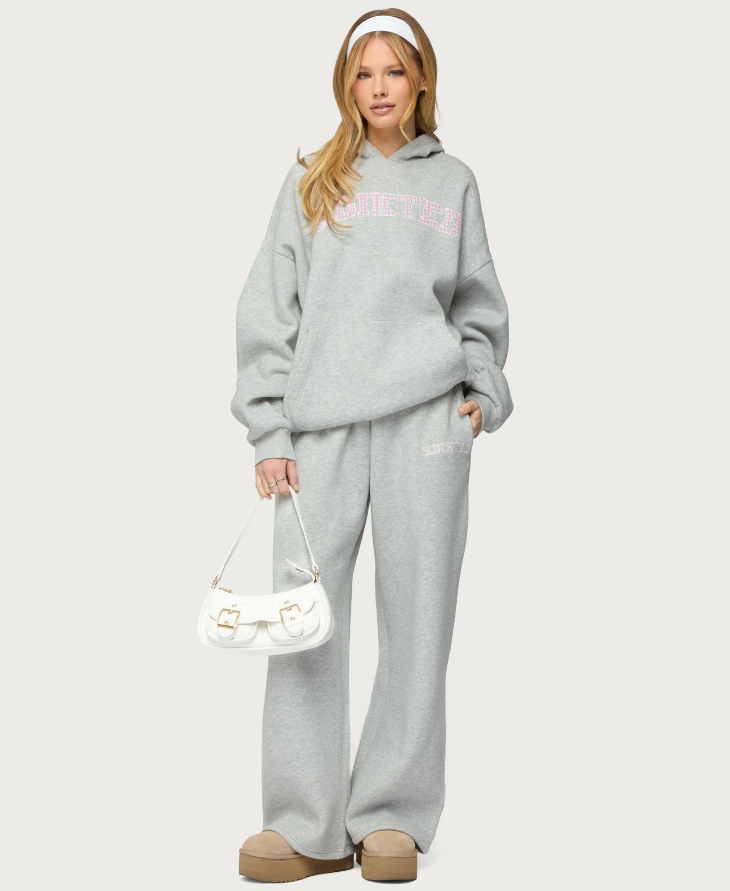Женское худи Edikted Lover Oversized, цвет: Серый меланжевый — фото 5