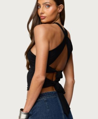 Women's Maggi Knotted Backless Mesh Top