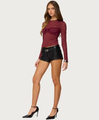 Women's Rosette Bandeau Sheer Lace Top