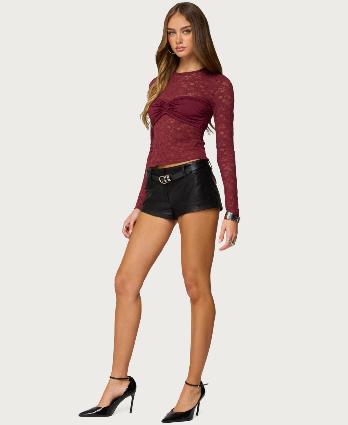 Edikted Women's Rosette Bandeau Sheer Lace Top