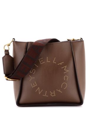 Mini Logo Crossbody Bag Perforated Faux Leather