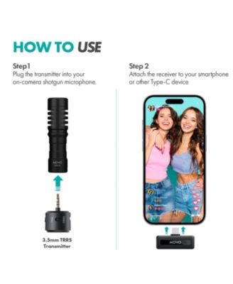 WM-VXR10 Wireless Shotgun Mic Adapter for USB-C/iPhone 15 and up/Android Devices - Compatible VXR10, VXR10-PRO, and Rode VideoMicro