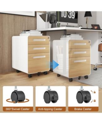 3 Drawer Mobile File Cabinet with Lock, Under Desk Metal Filing Cabinet for Home Office