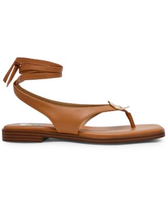 Women's Markly Lace-Up Embellished Flat Sandals