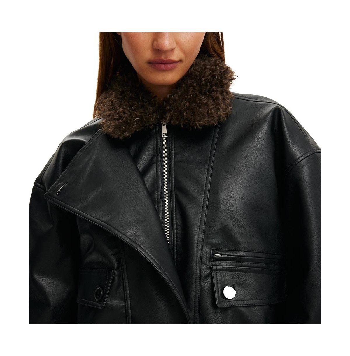 Cotton On Women's Darcy Faux Leather Bomber
