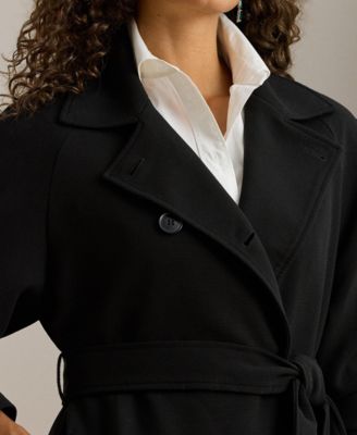 Women's Double Breasted Belted Crepe Trench Coat