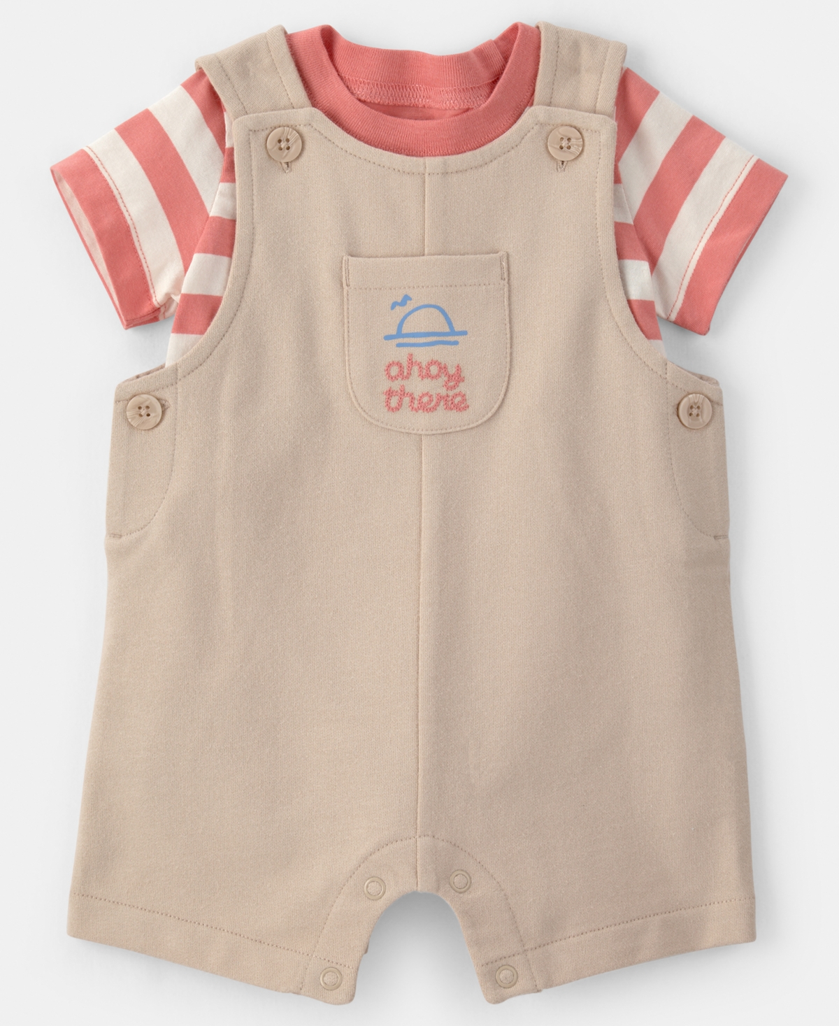 Carter's Baby Boys' Boat Striped T-Shirt and Shortall, 2-Piece Set