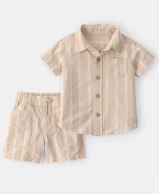 Baby Boys' Stripe Collared Shirt and Shorts, 2-Piece Set
