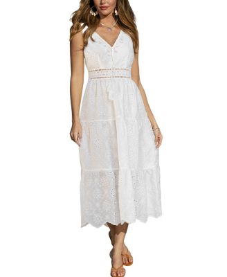 Women's Tropical Wind White Maxi Beach Dress