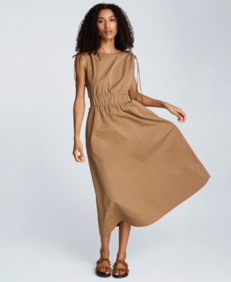 Women's Cotton Ruched Waist Midi Dress