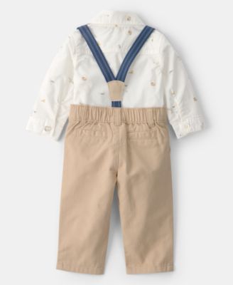 Baby Boys' Easter Bunny Long-Sleeve Bodysuit and Suspender Pants, 2-Piece Set
