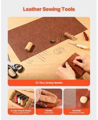 Leather Working Tools Kit, 72-Piece Leather Craft Set w/ Leather Storage Bag, Punching, Sewing, Stamping & Sanding